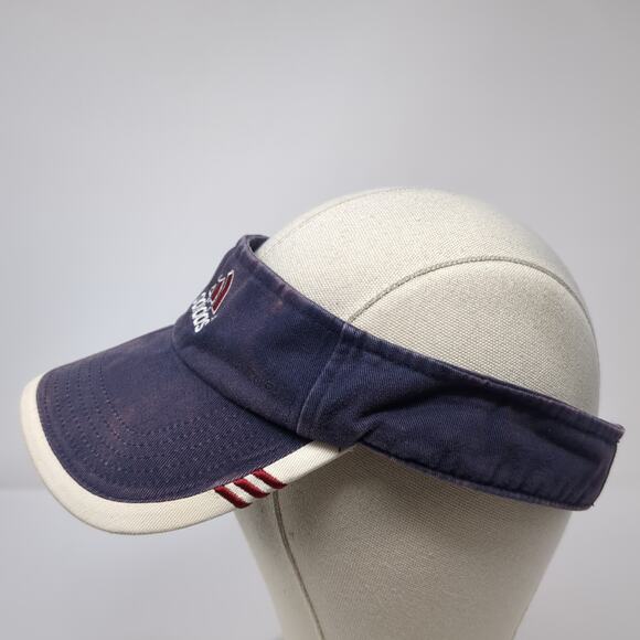 Adidas 3 Stripes Visor Hat Blue One Size Embroidered Logo Adjustable - Picture 3 of 9